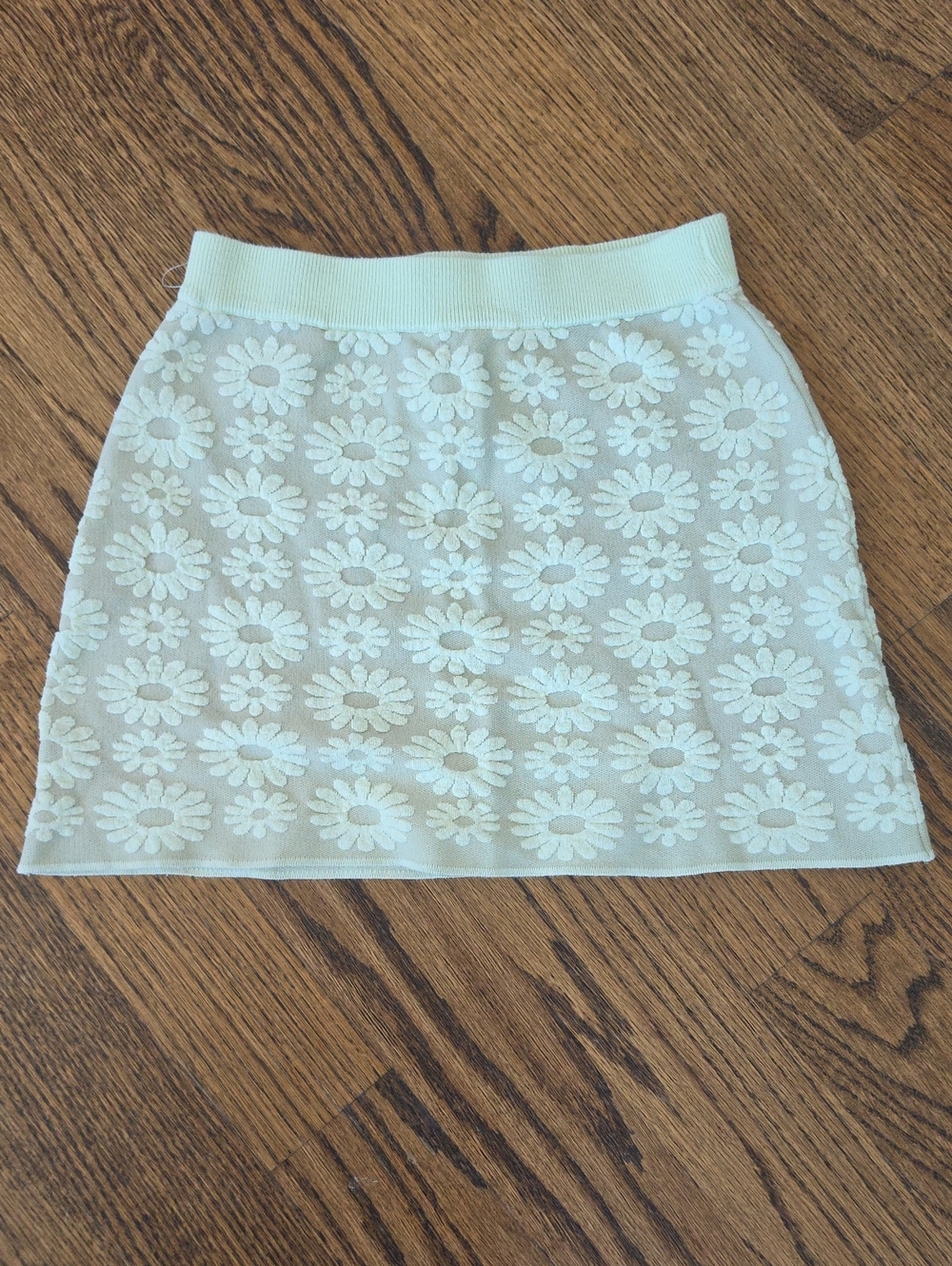 Zara Mint Green Daisy Knit A-Line Skirt